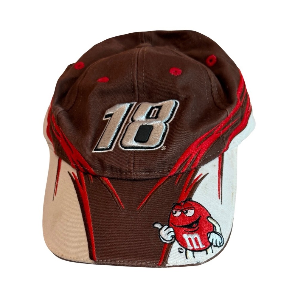 Vintage NASCAR Chase Authentics Kyle Busch 18 M&Ms Racing Hat Brown Adjustable